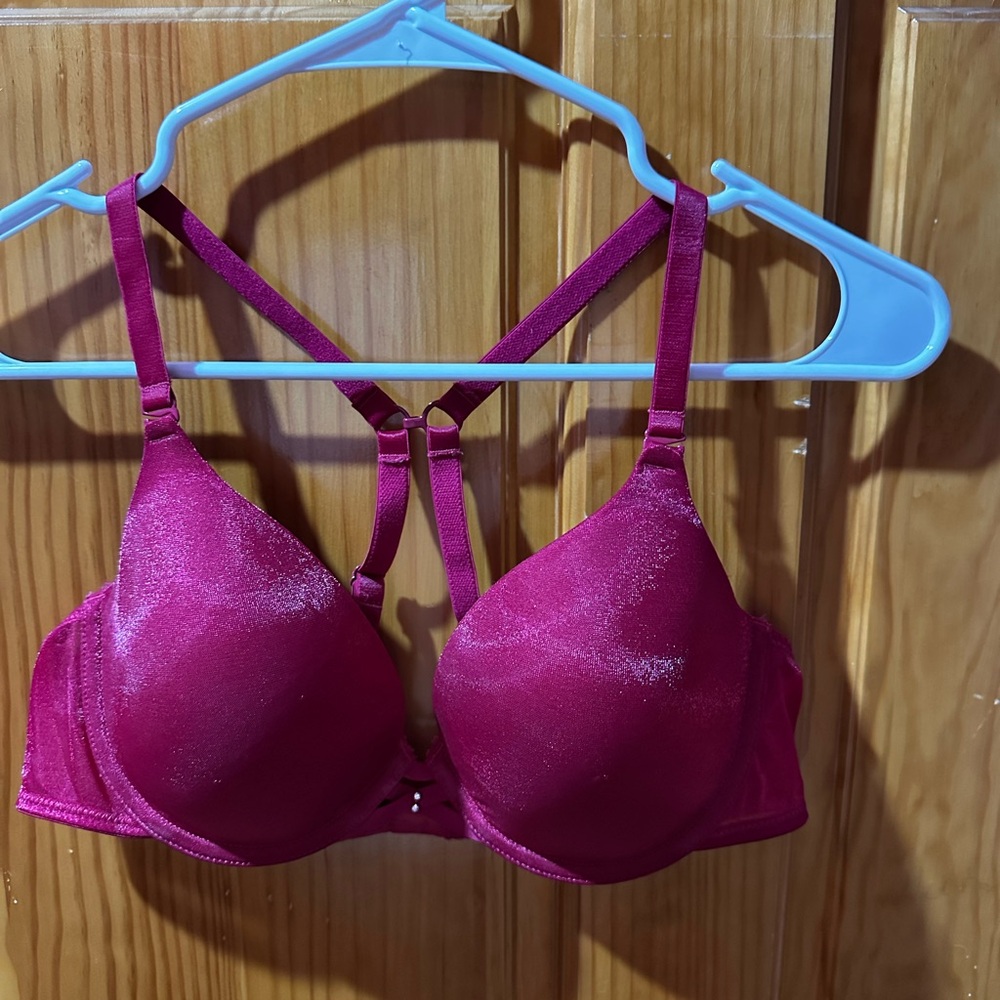 Lily of France Pink Satin Underwire Bra